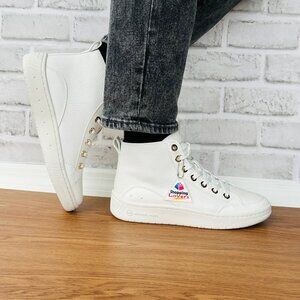 ⭐Michael Kors Shea Mid High Women Shoes Casual Sneakers 7M White Gold 49S3HFE5L⭐